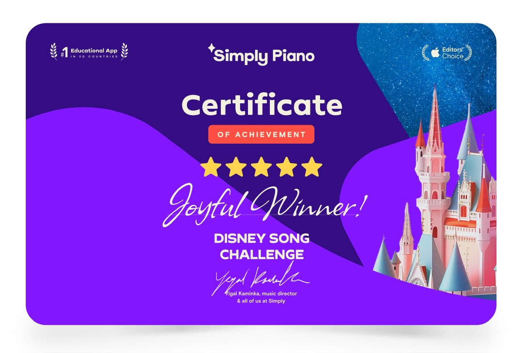 Charlotte learning on Simply Piano