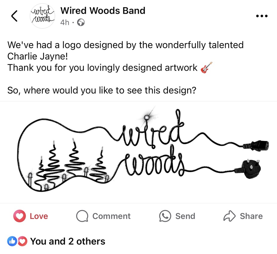 Charlotte using Procreate to create a logo for a local band